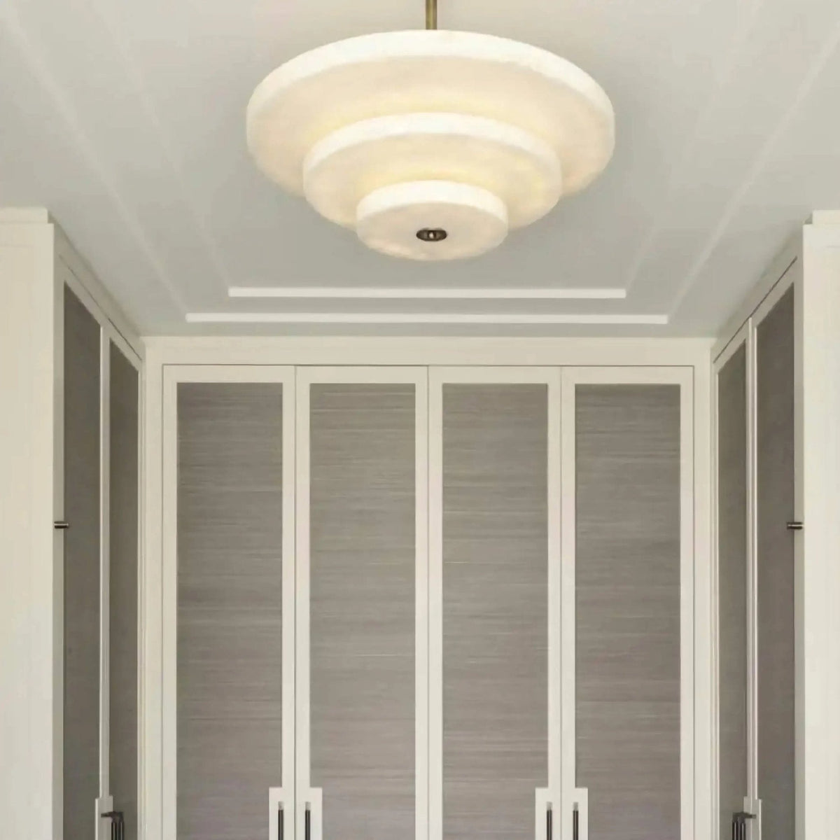 Alabaster Bronze & White LED Chandelier – Elegant 33‑Inch