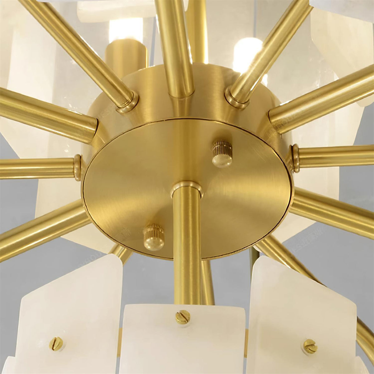Alabaster Chandelier – Elegant Brass & White Alabaster Light Fixture