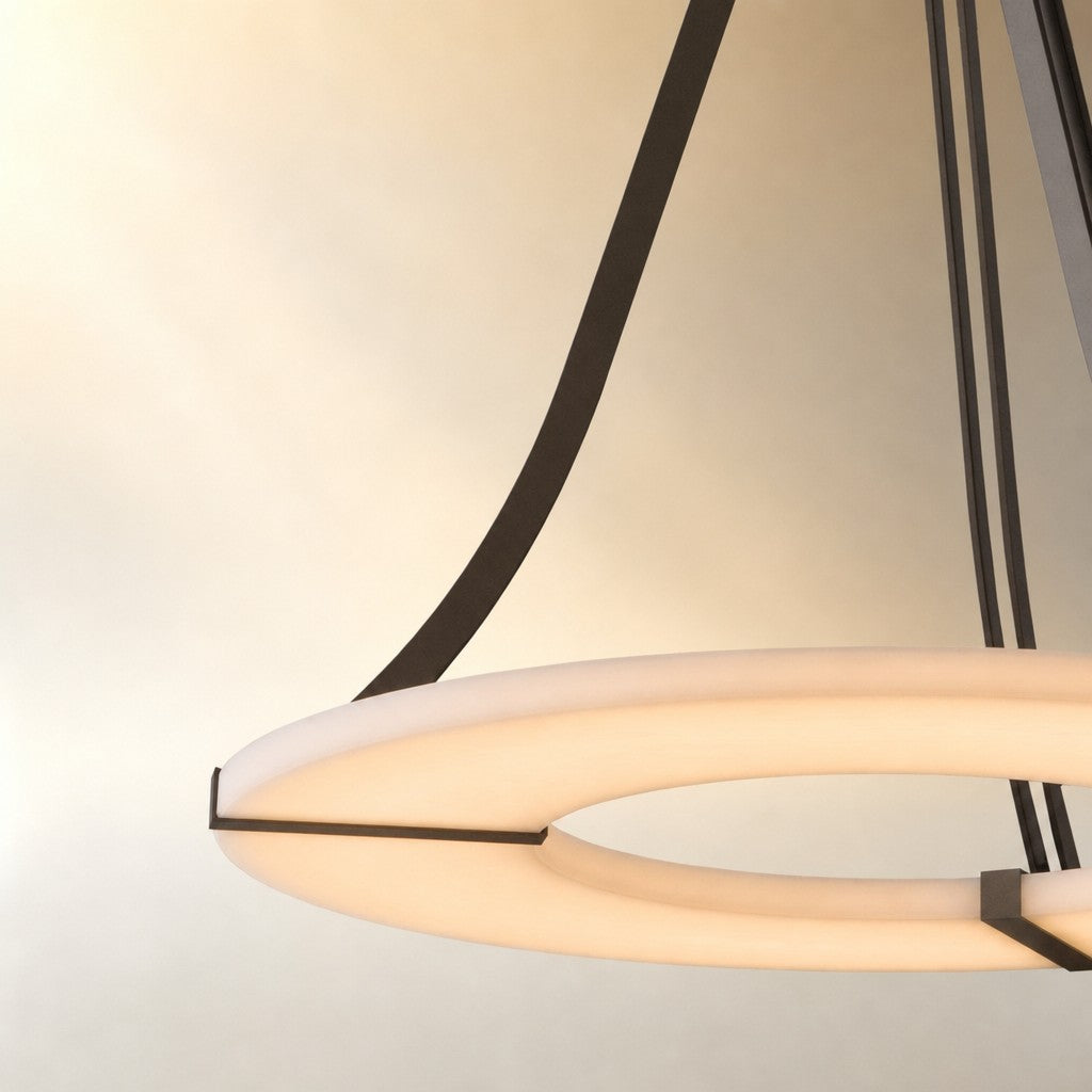 Alabaster Halo Pendant Light – Black & White LED Chandelier