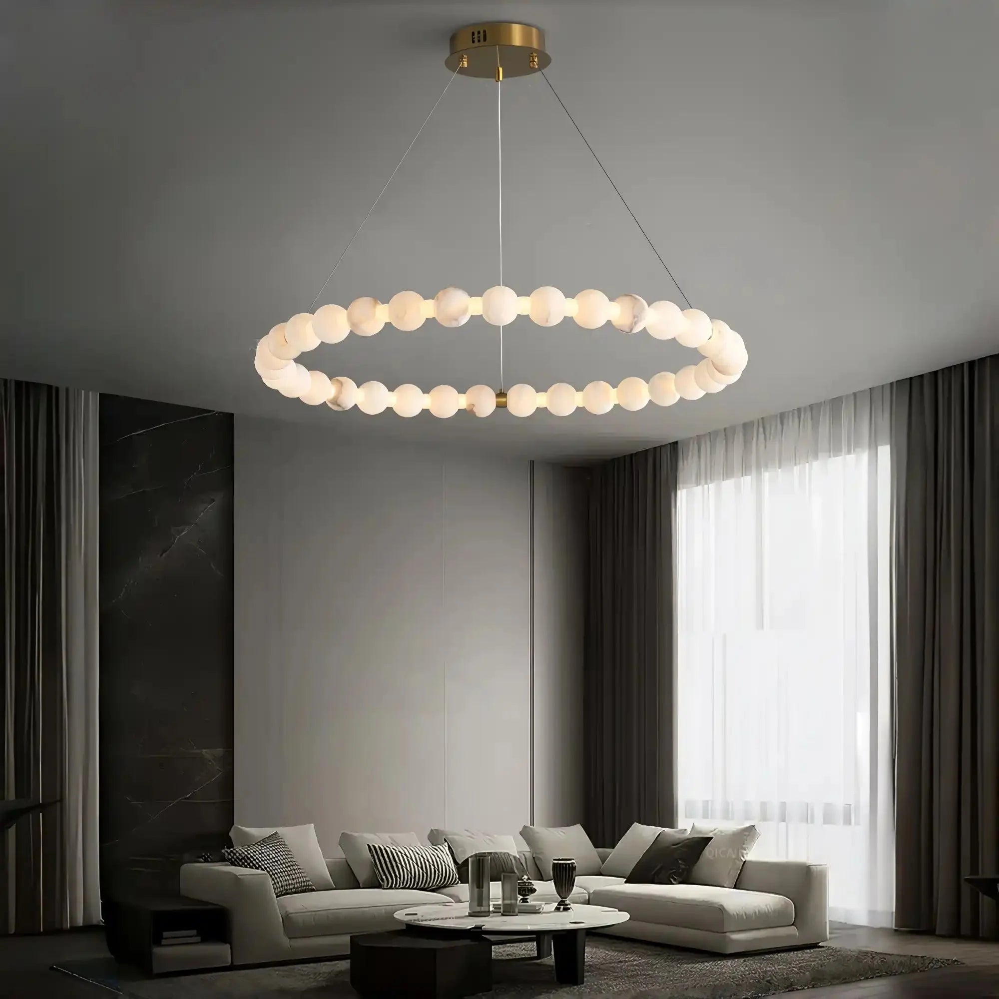 Alabaster Orb Ring Chandelier