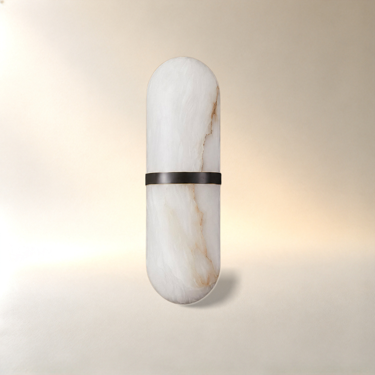 Alabaster Pill Wall Lamp, 3.9~4.7-Inch x H 15.7-Inch, Brass, Warm Light for Living Room & Dining Room