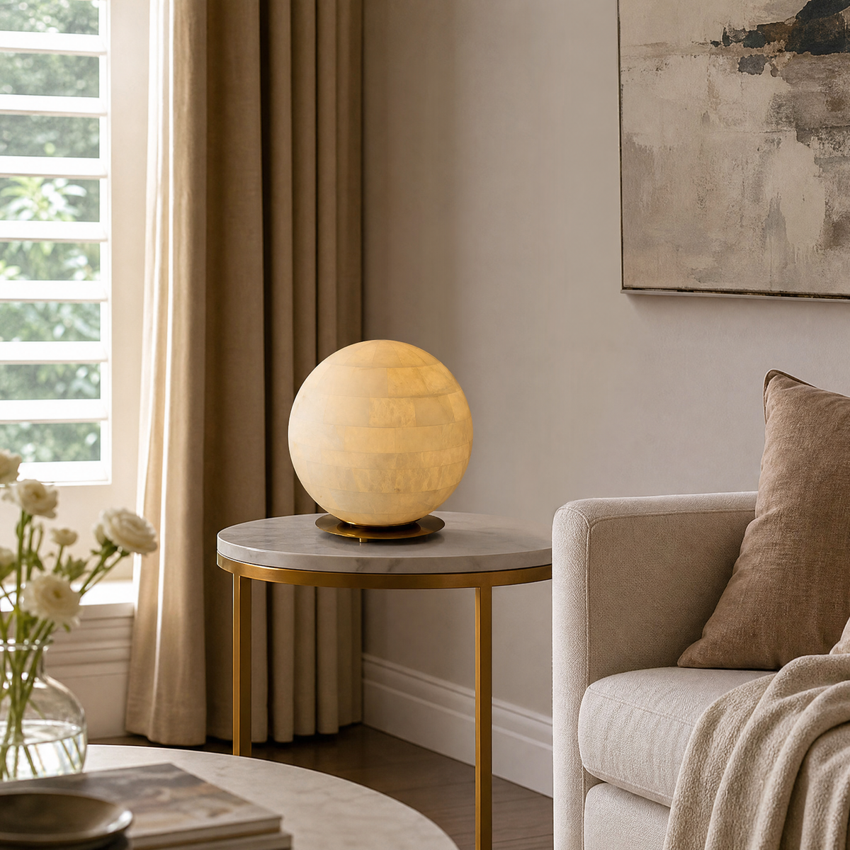 Alabaster Sphere Table Lamp