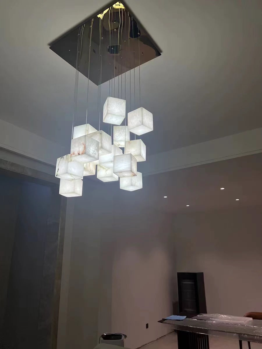 Alabaster Cubic Rectangular Chandelier