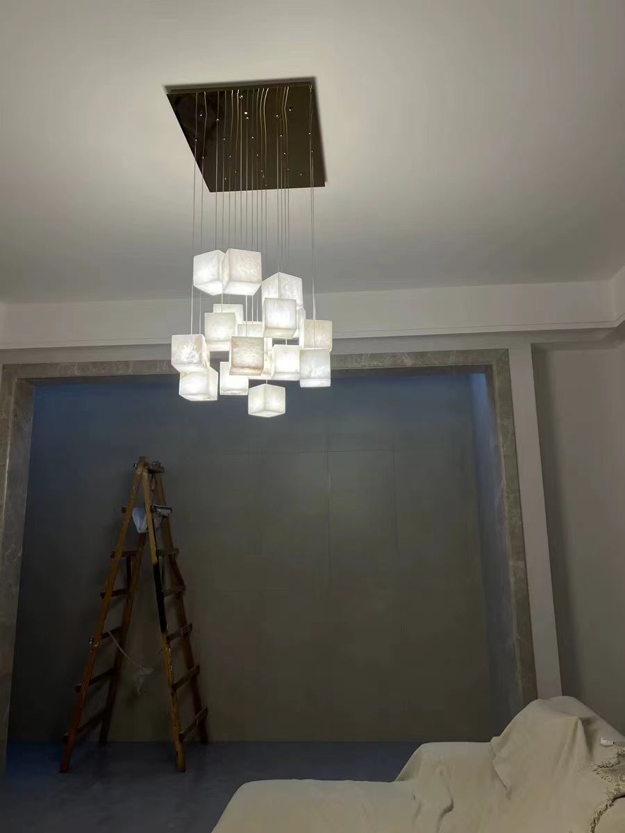 Alabaster Cubic Rectangular Chandelier