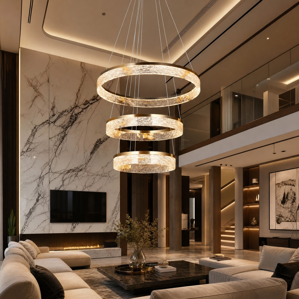 Halen Modern Sculptural Ring Chandelier