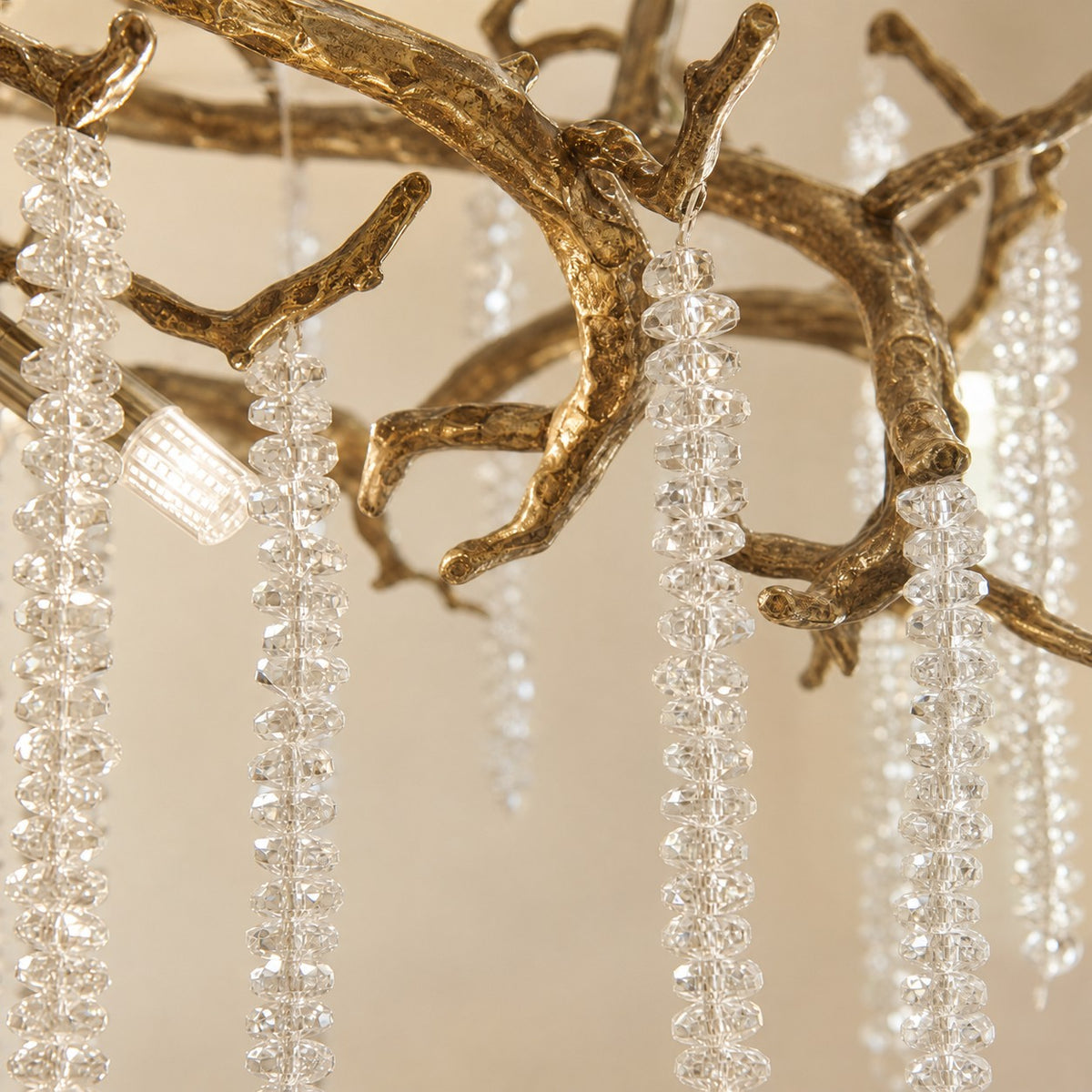 Antique Gold Crystal Branch Chandelier for Dining Room