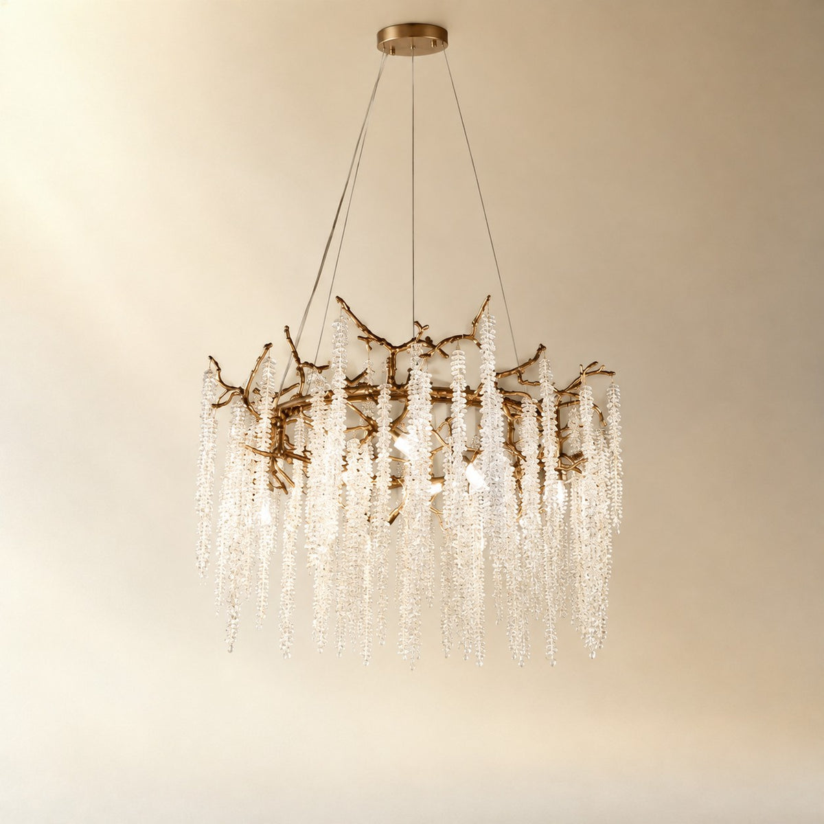 Antique Gold Crystal Branch Chandelier for Dining Room