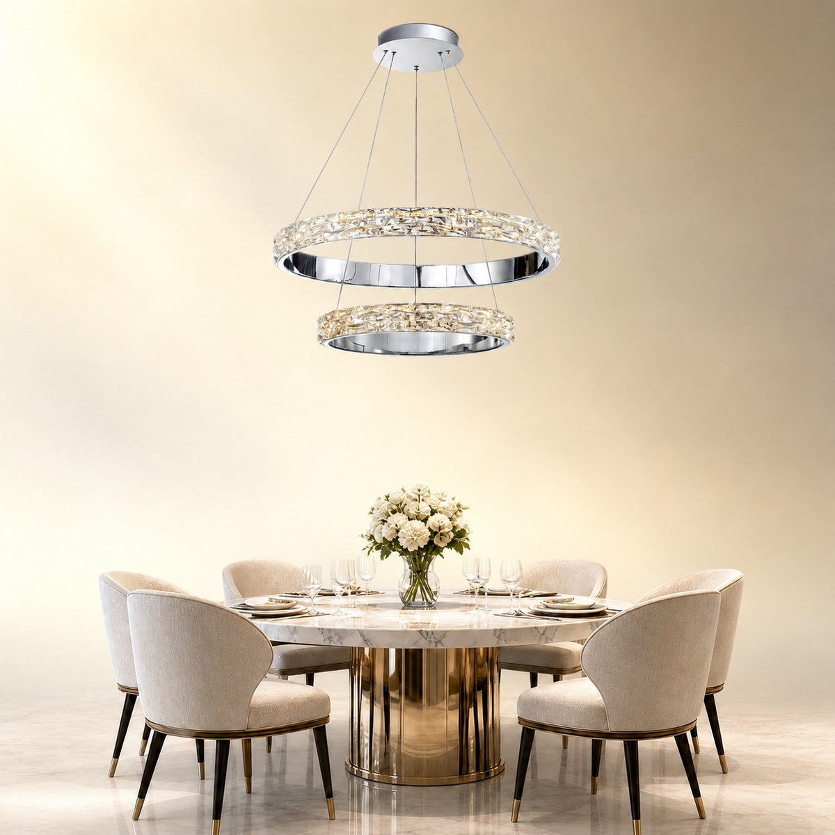 Aririn Crystal Halo Chandelier 32"D