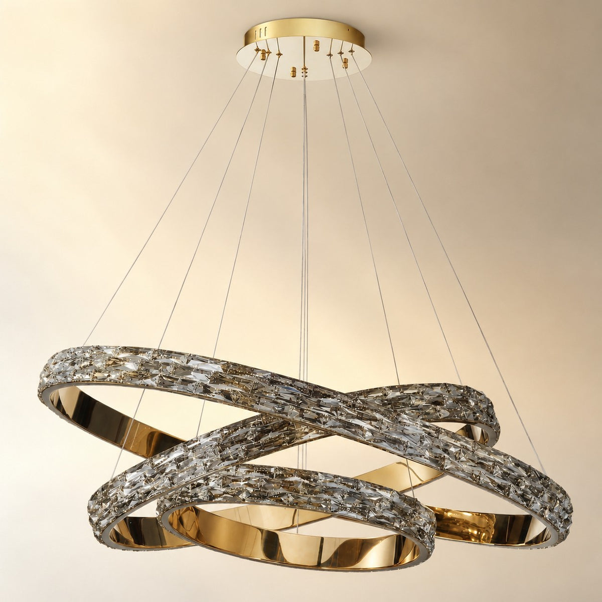 Aririn Triple Ring Crystal Chandelier