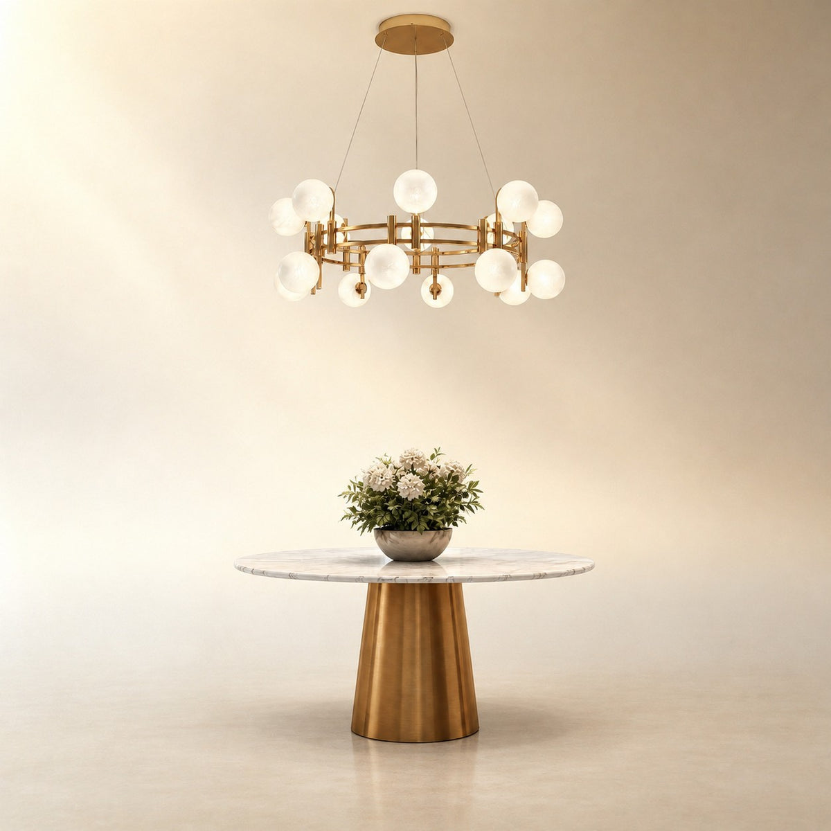 Arivan Frosted Glass Globe Round Chandelier 39.4"