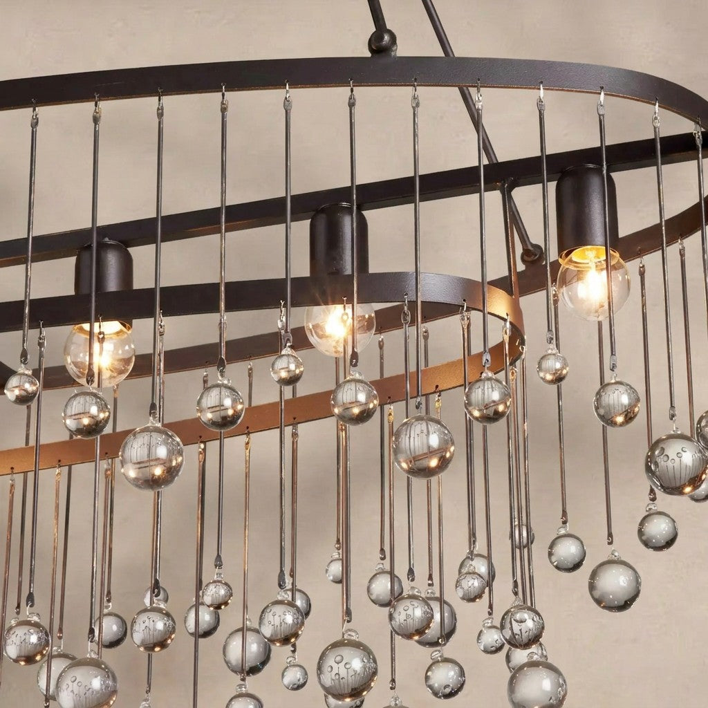 Aubrey Oval Crystal Ball 7 Light Chandelier