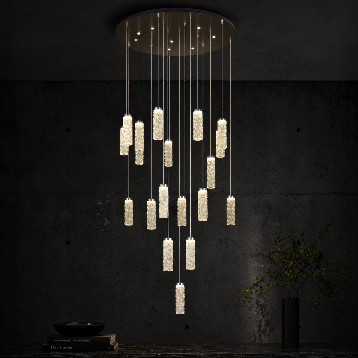 Bamboo Zen Modern Multi-Tier Cluster Chandelier