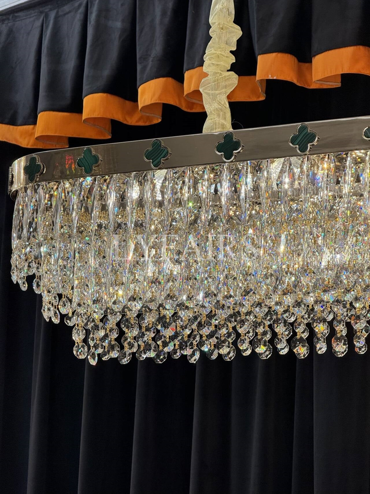 Elegant Clover Malachite Crystal Chandelier Series
