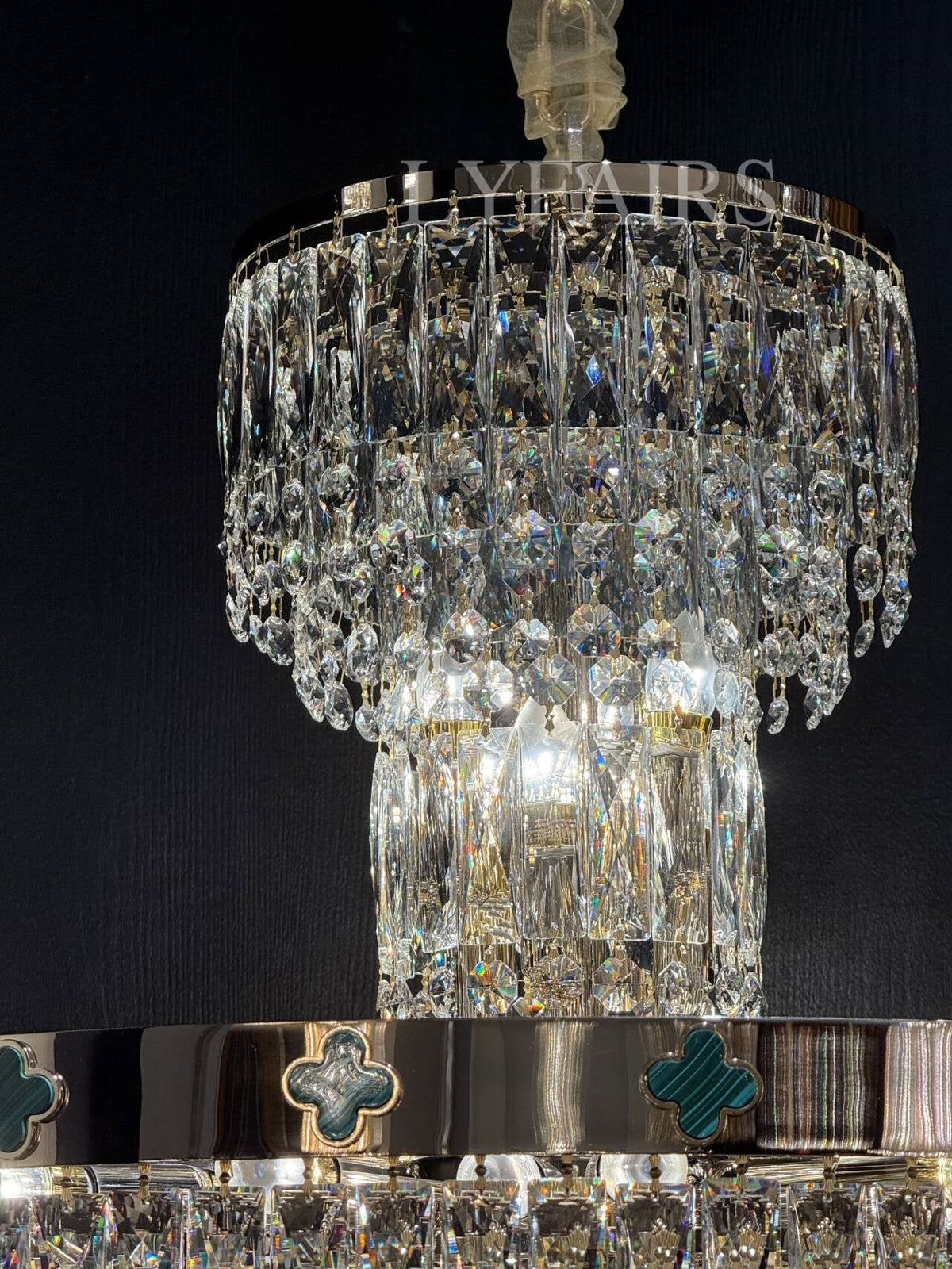 Elegant Clover Malachite Crystal Chandelier Series