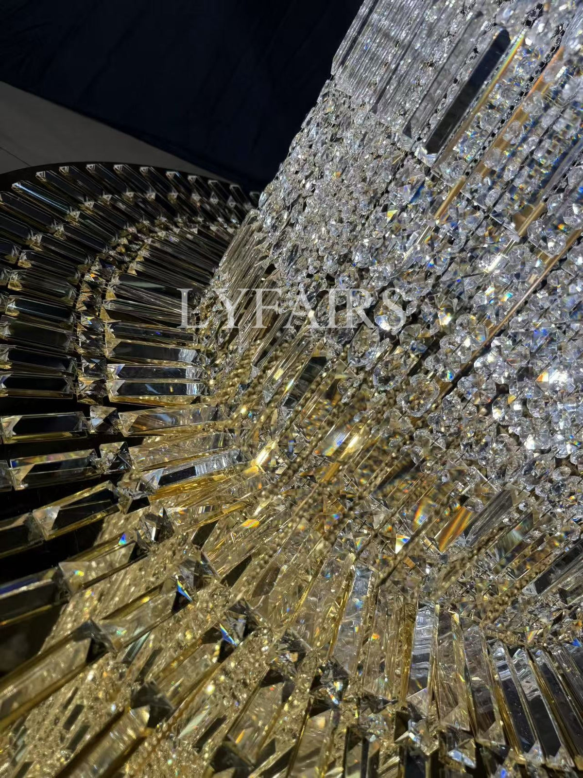 Oversized Art Designer Silver Crystal Long Ceiling Column Waterfall Chandelier
