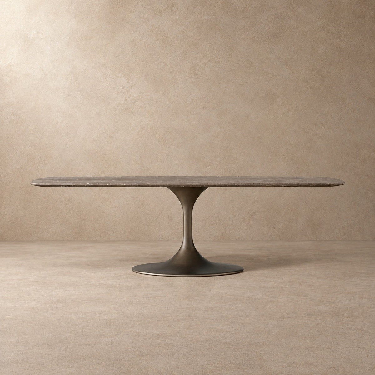 Happyarcadian Steel Base Marble Surface Dining Table