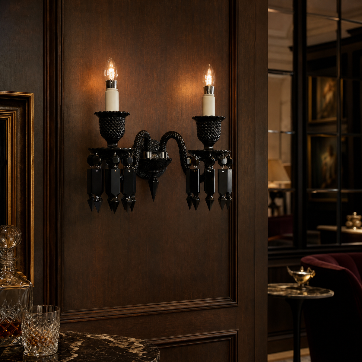 Black Prism Crystal 2-Light Wall Sconce 16.5"