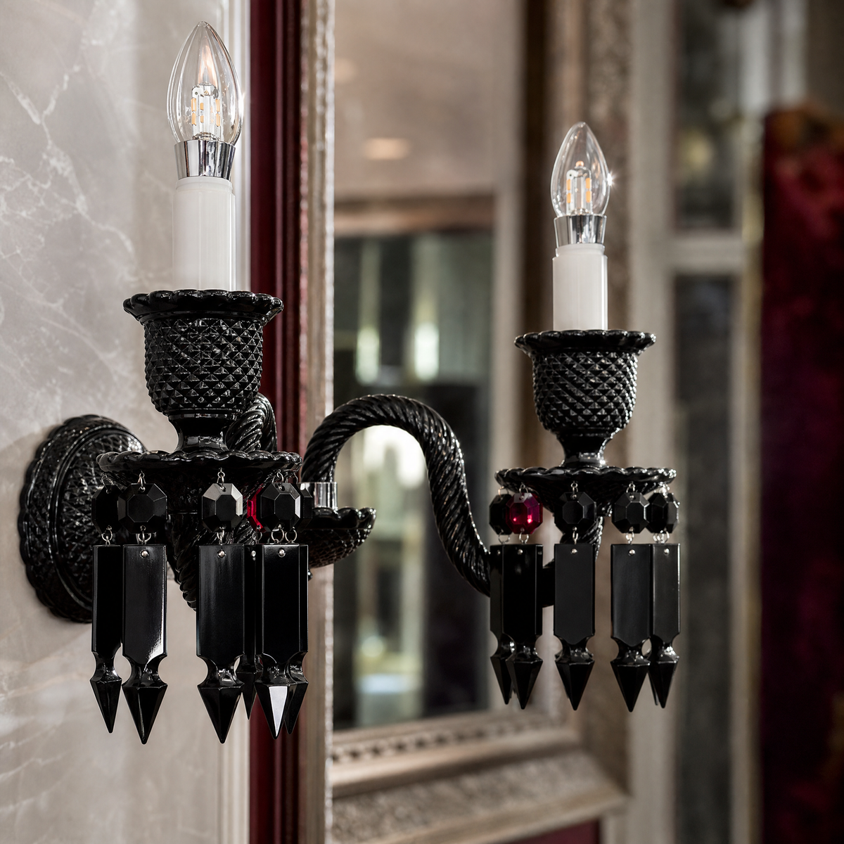 Black Prism Crystal 2-Light Wall Sconce 16.5"