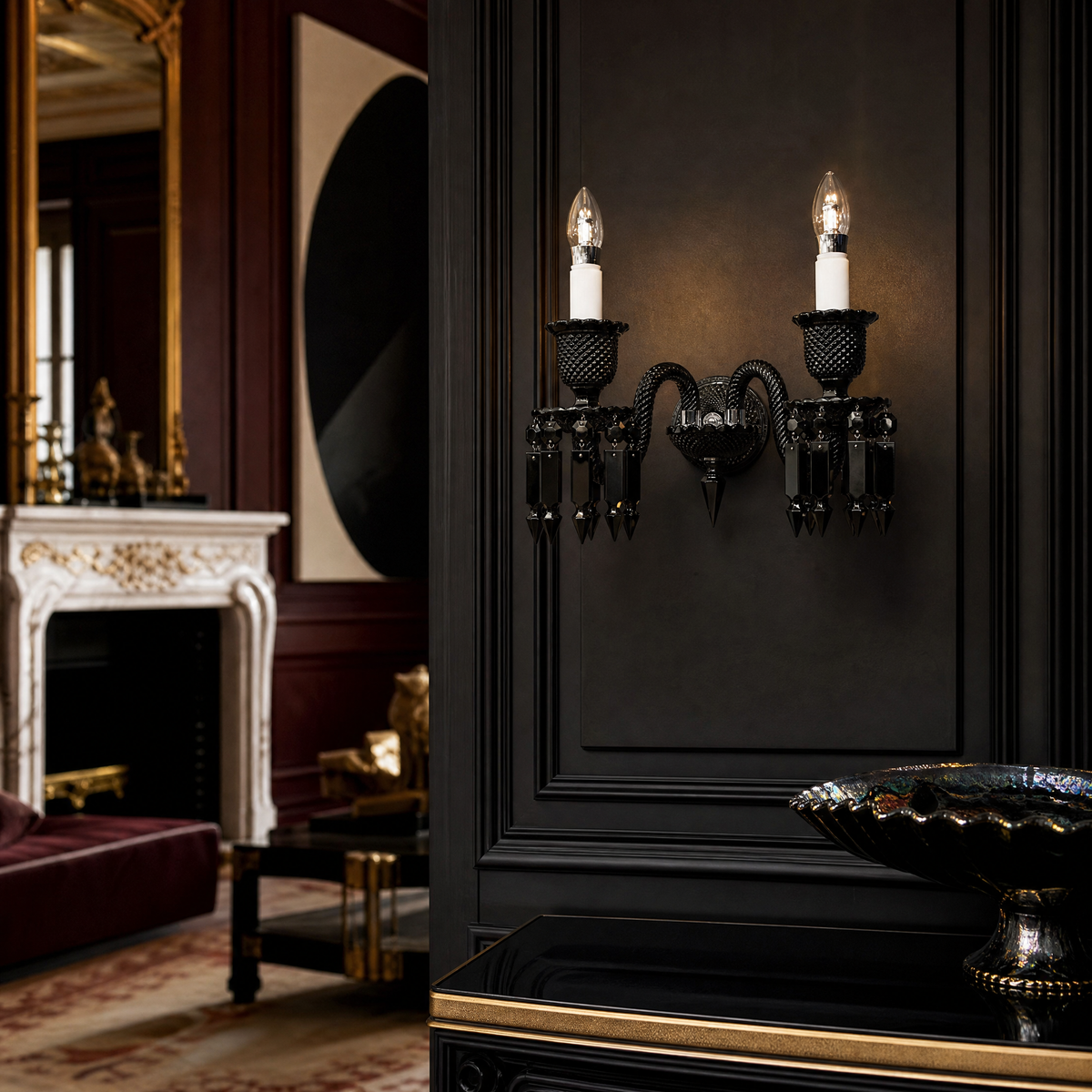 Black Prism Crystal 2-Light Wall Sconce 16.5"