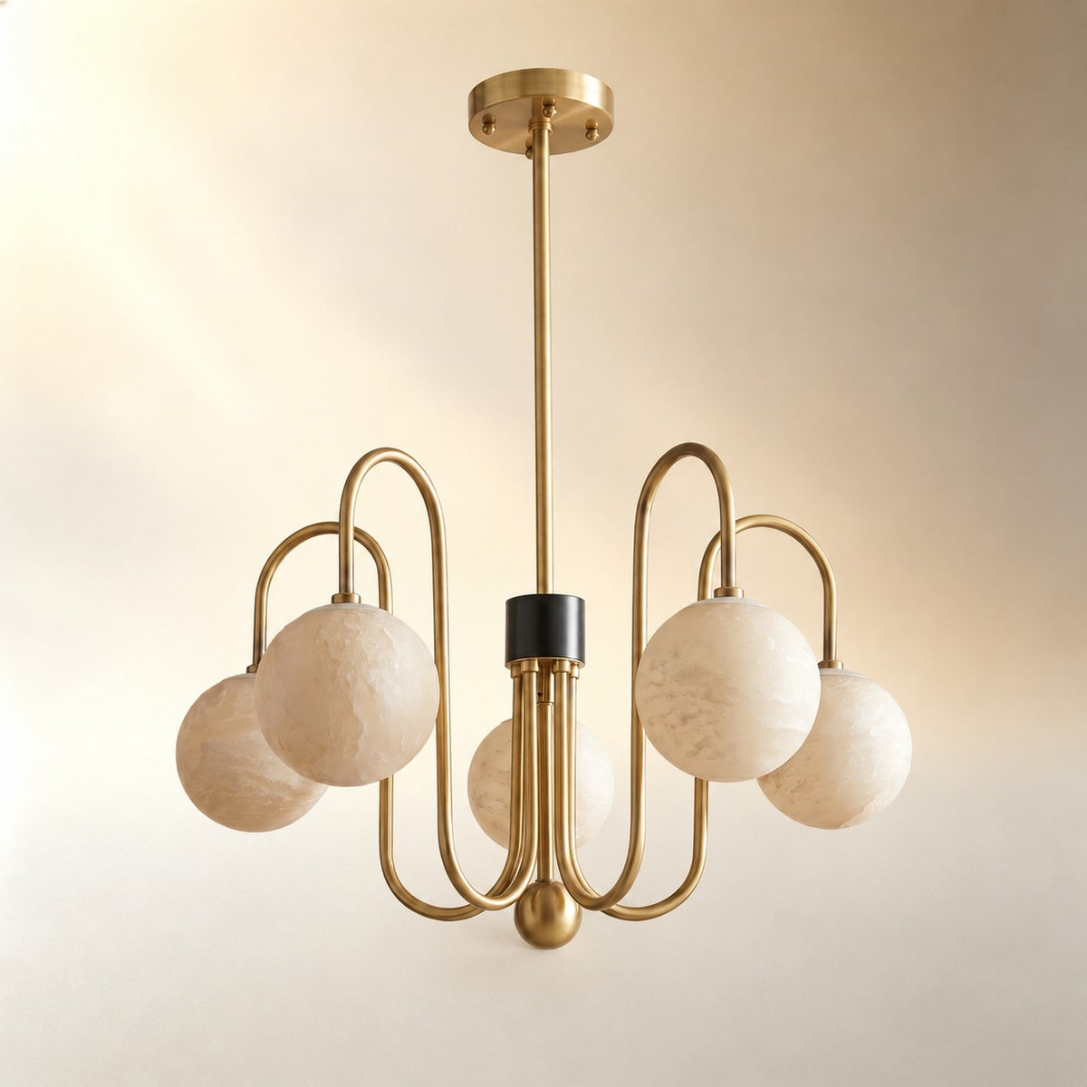 Brass Arc Alabaster Pendant Light