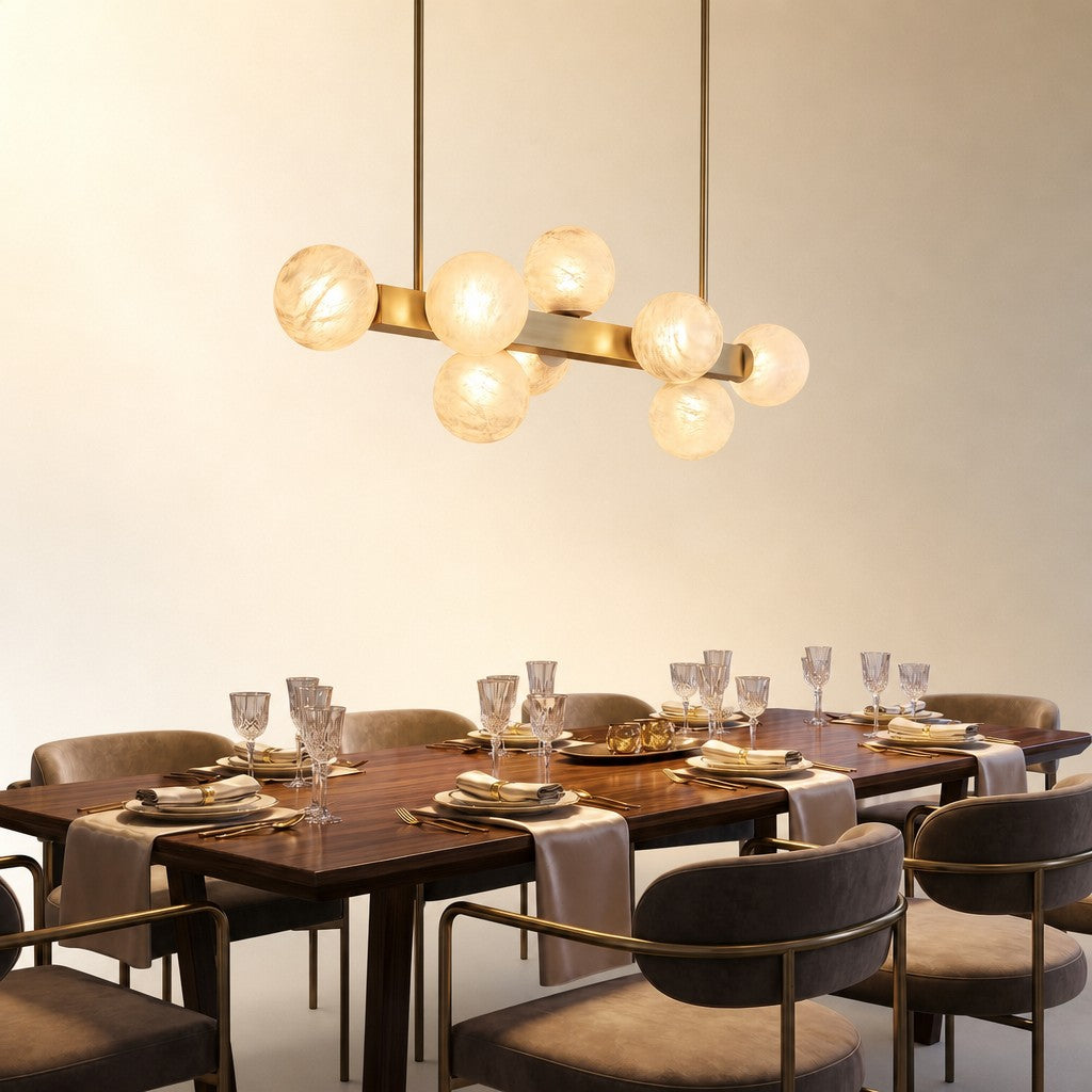Brass Multi-orb Alabaster Pendant Light