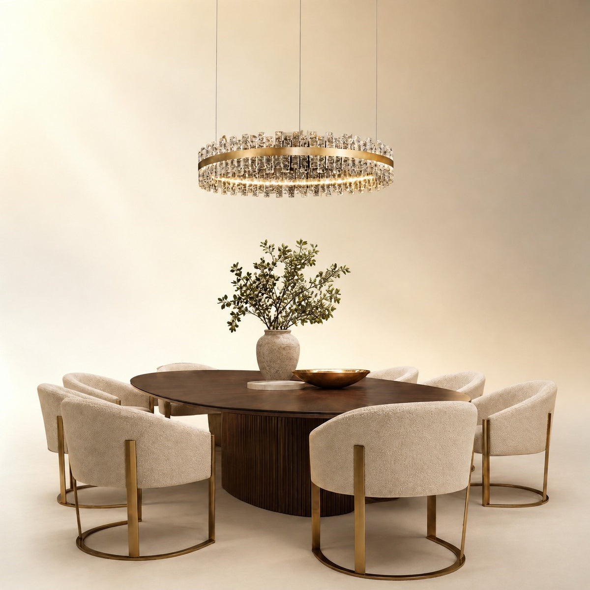 Brushed Gold Glass Fringe Modern Chandelier