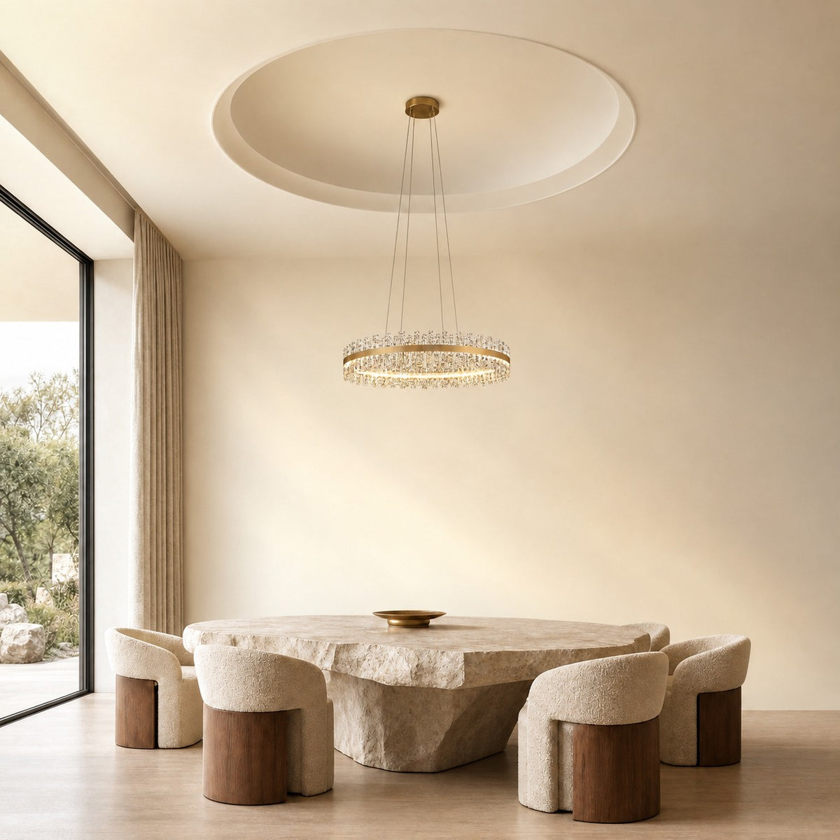 Brushed Gold Glass Fringe Modern Chandelier