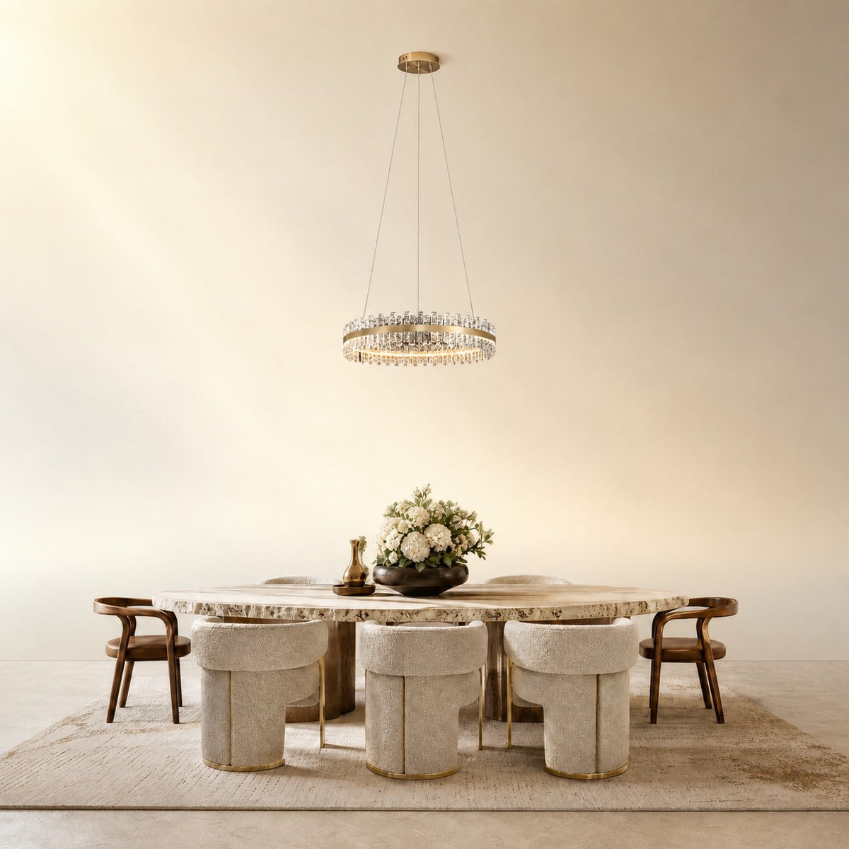 Brushed Gold Glass Fringe Modern Chandelier