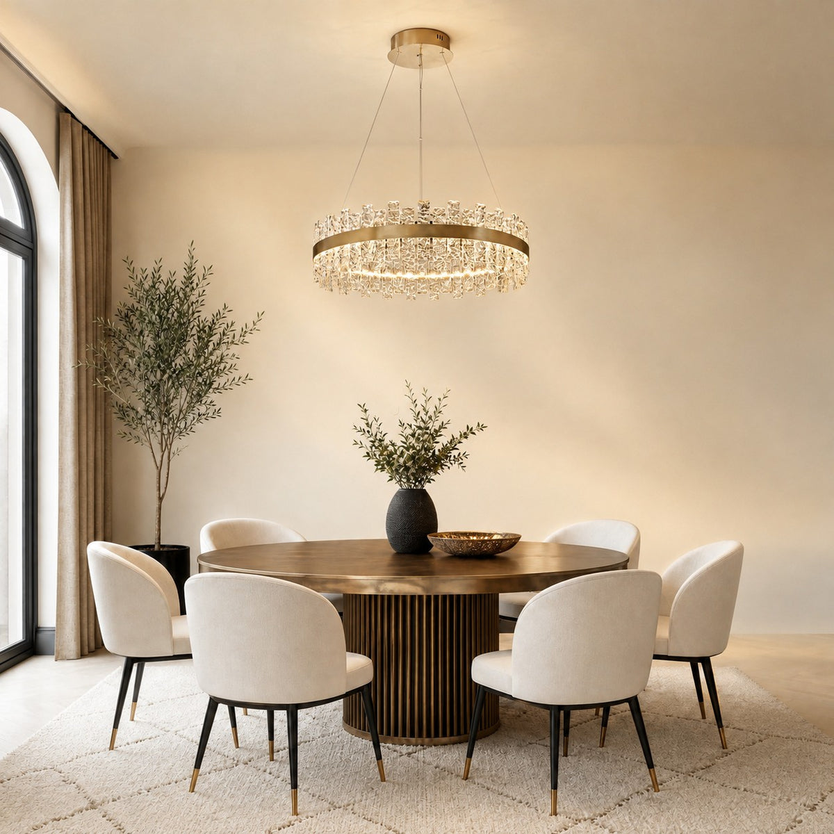 Brushed Gold Glass Fringe Modern Chandelier