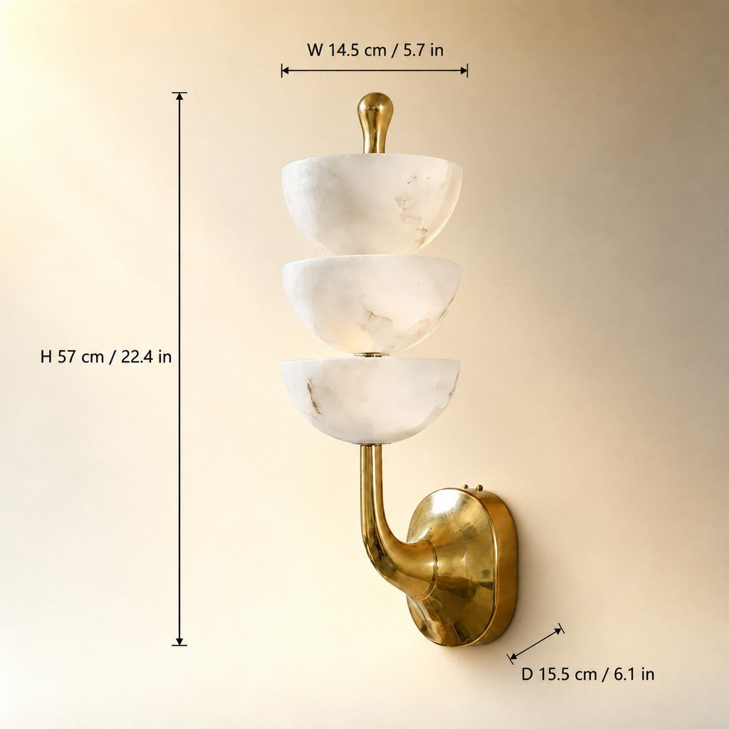 Calista Spanish Alabaster Mid Century Wall Sconce