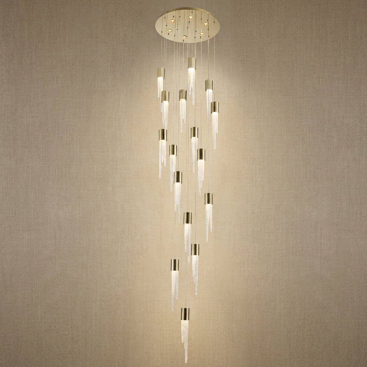 Cascading Glass Chandelier 24"