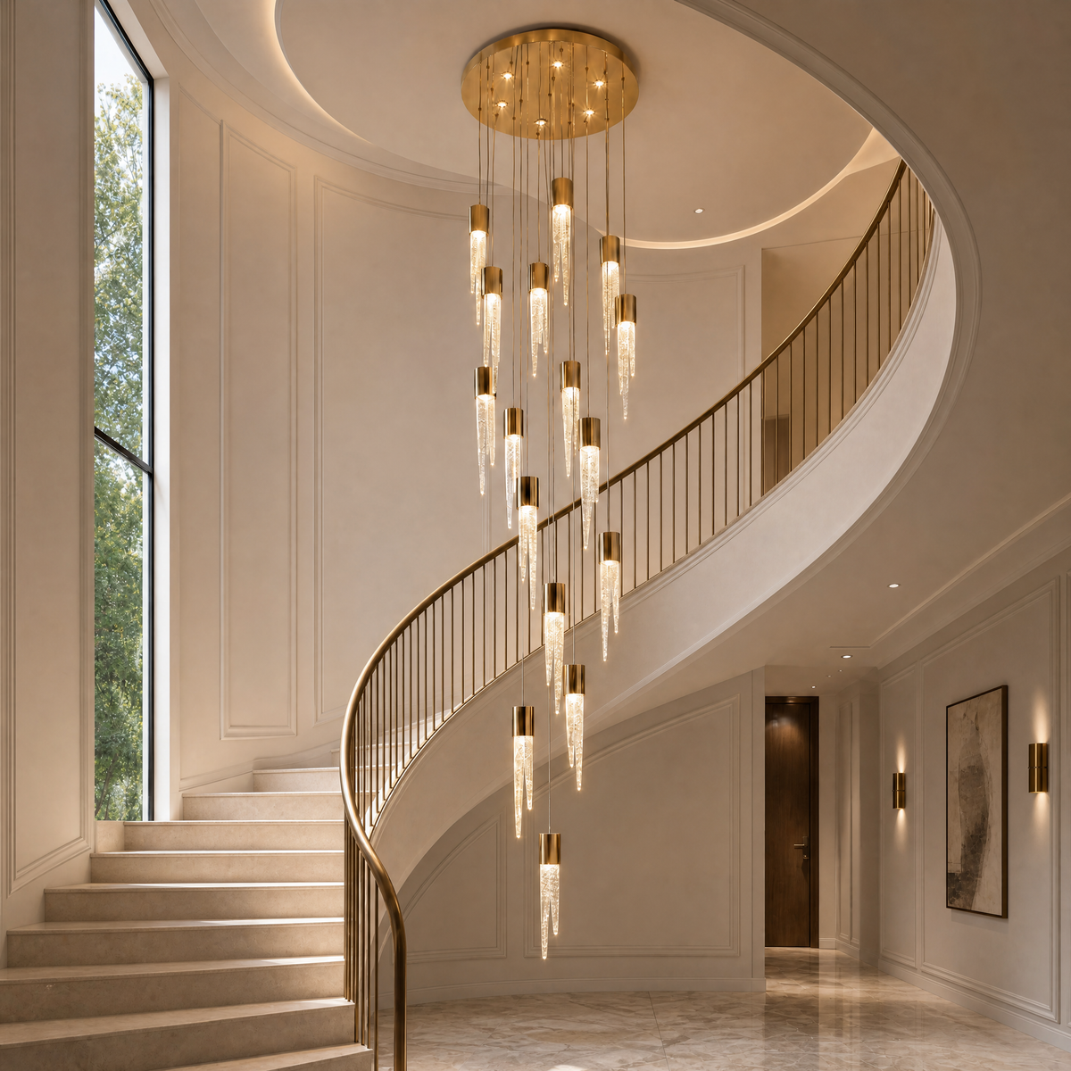 Cascading Glass Chandelier 24"