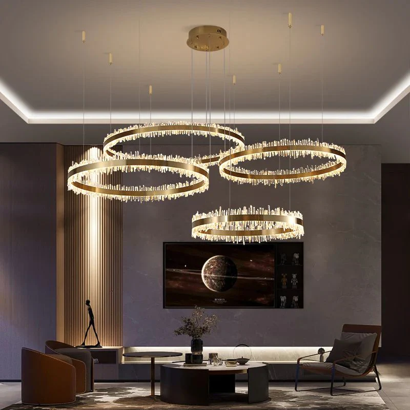 JC Modern Quartz Crystal Rings Chandelier