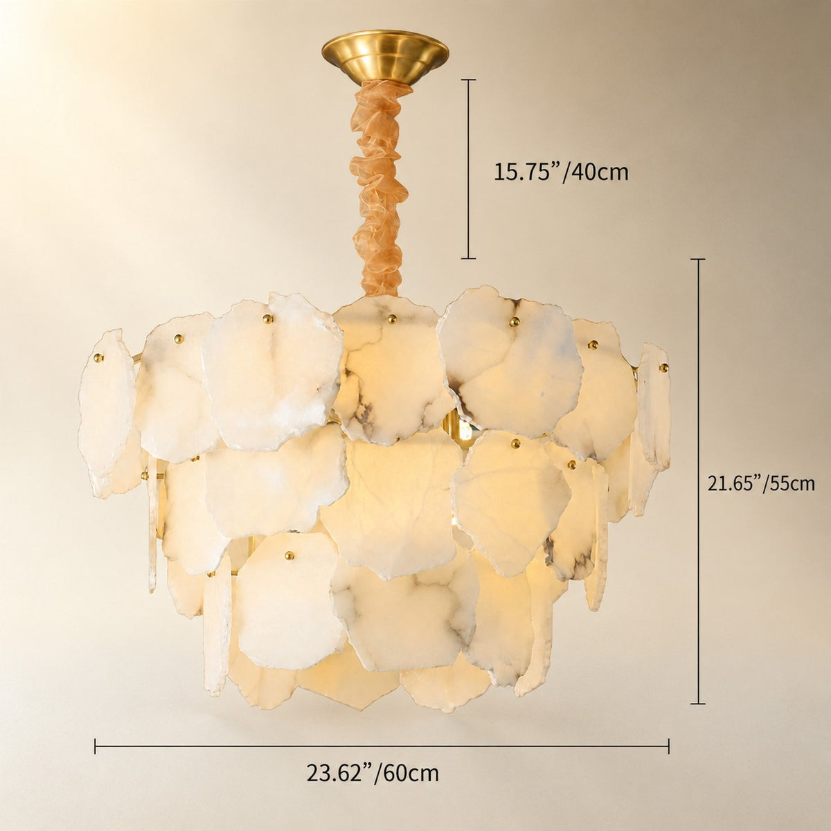 Celestara Spanish Alabaster French Art Deco Chandelier