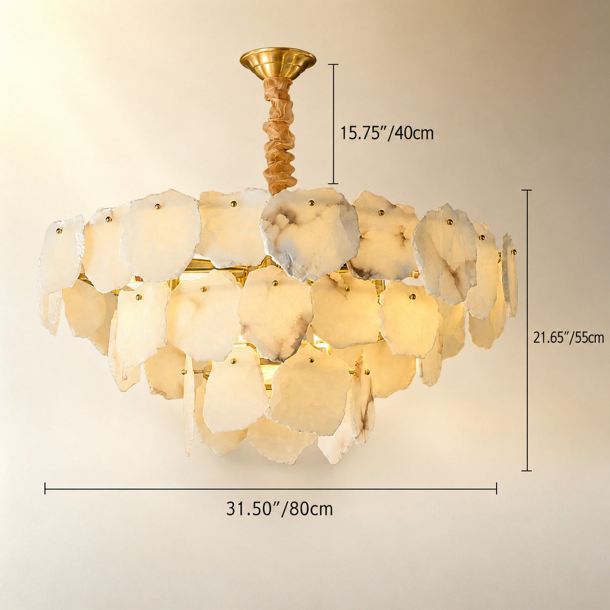 Celestara Spanish Alabaster French Art Deco Chandelier