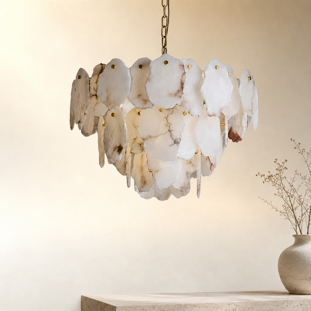 Celestara Spanish Alabaster French Art Deco Chandelier