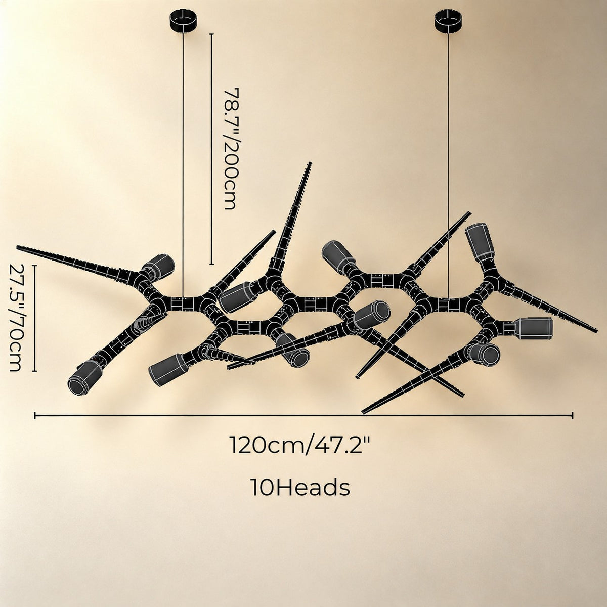 Chandelier Adjustable Light Iron Dimmable 10-45 Bulbs Warm