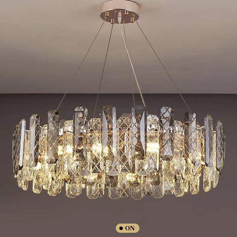 Modern Smoky Gray Crystal Chandelier Gleamy Light Fixture for Living/Dining Room/ Bedroom/ Home Office