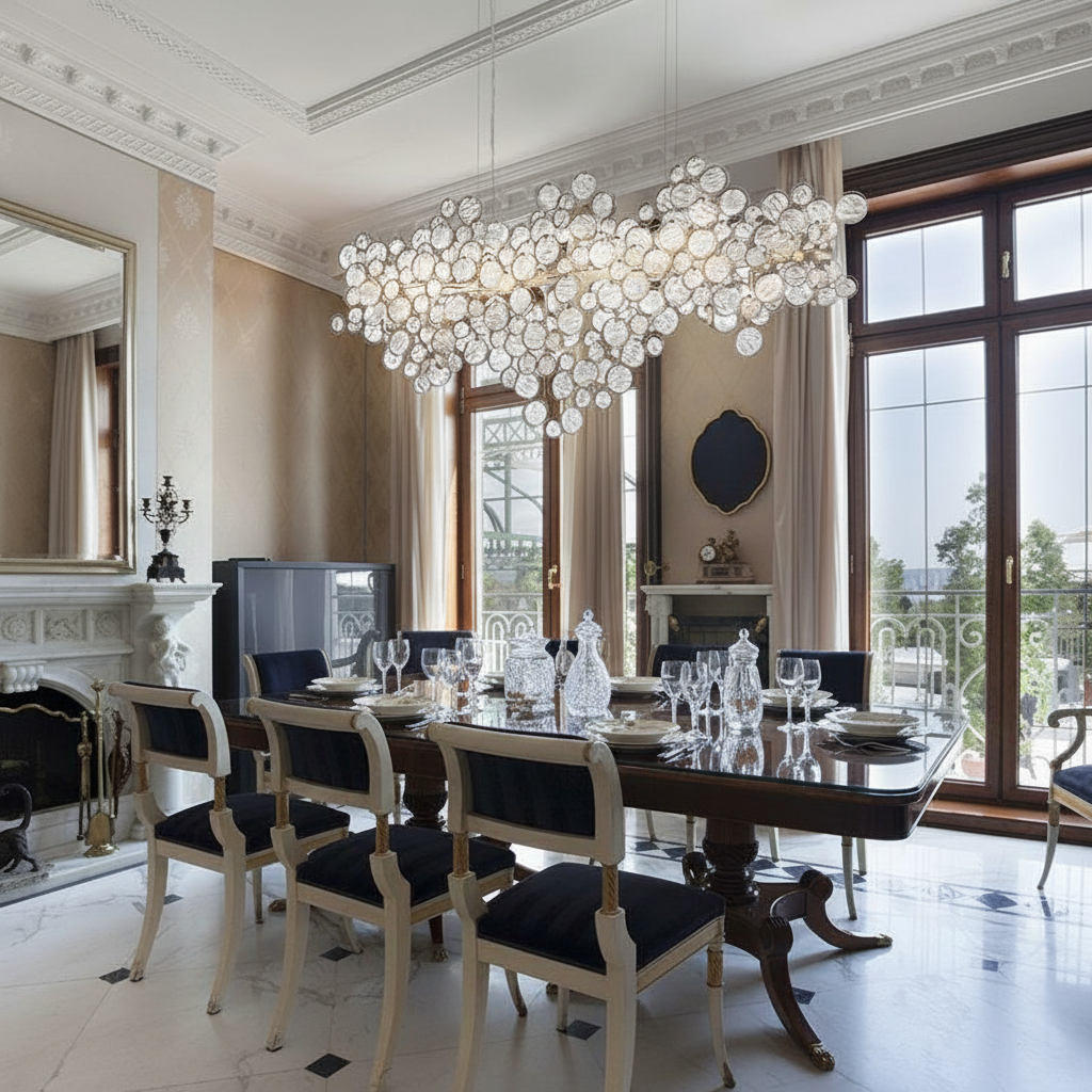 Clustered Glass Linear Chandelier