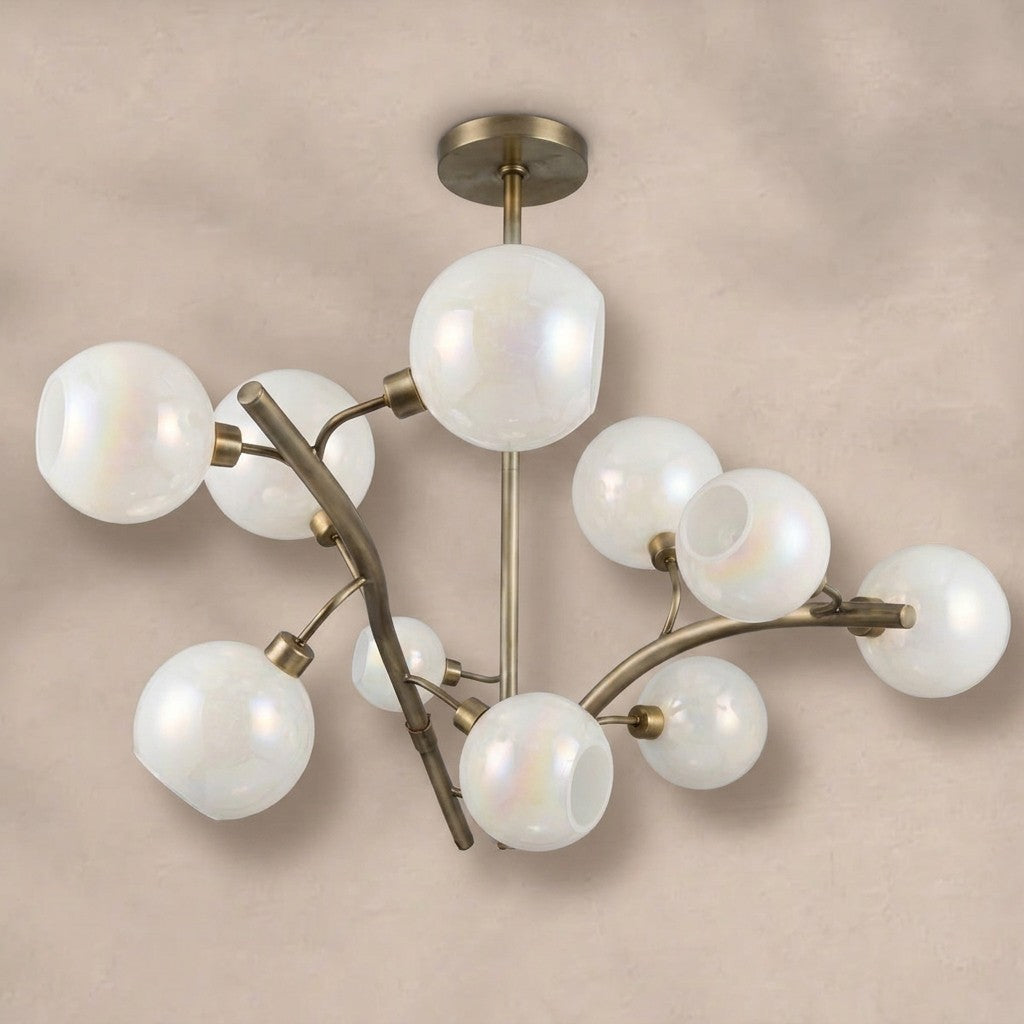 Contemporary Hand-blown Glass Globes Branch Chandelier for Dining Room Living Room and Kitchen Island