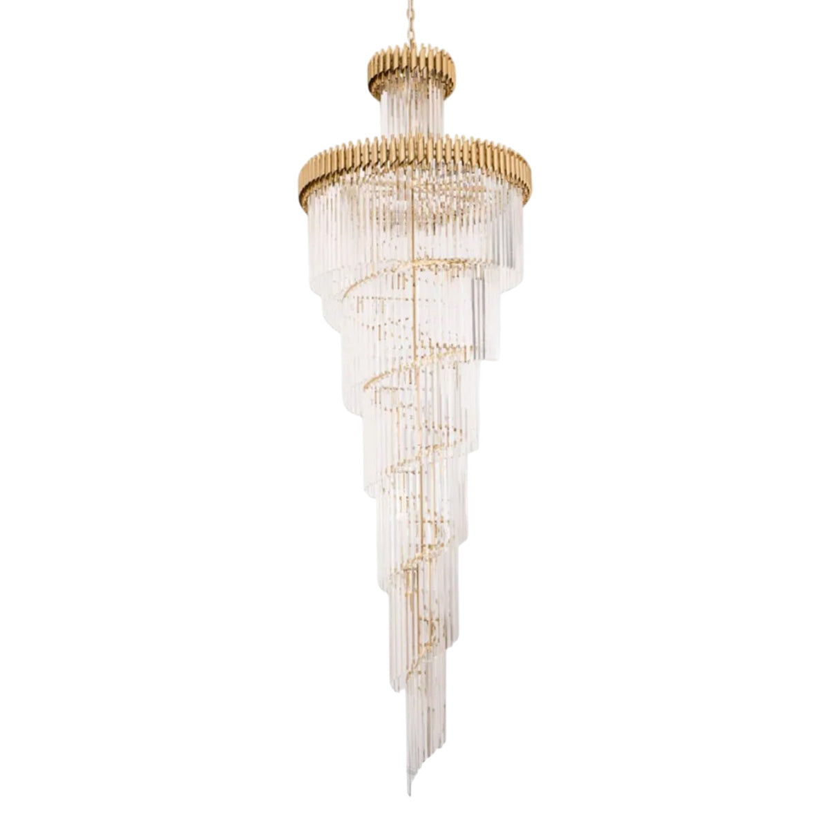 Crystal Spiral Chandelier – Gold Finish, 39‑in Diameter