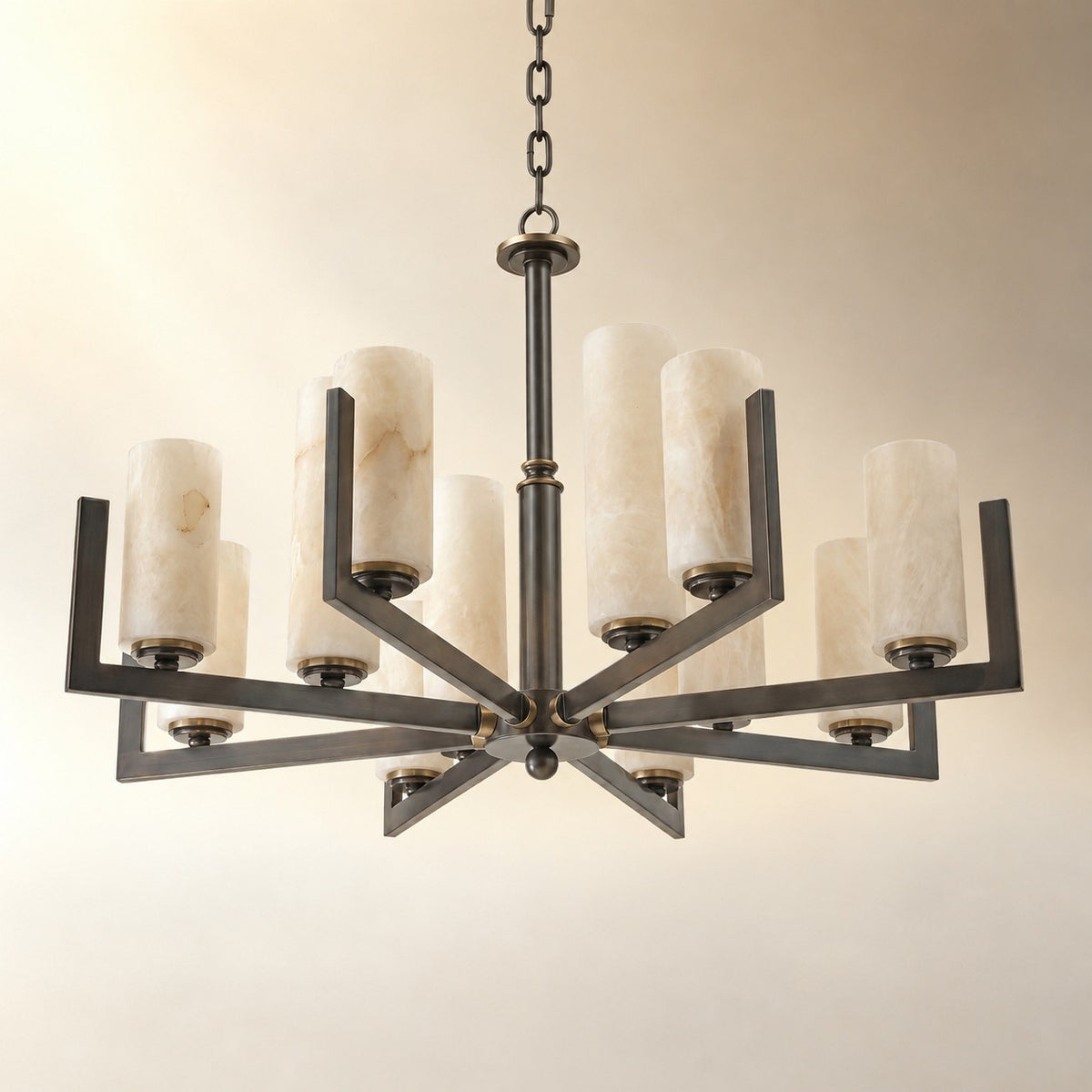 Cylinder 3-arm Alabaster Pendant Light