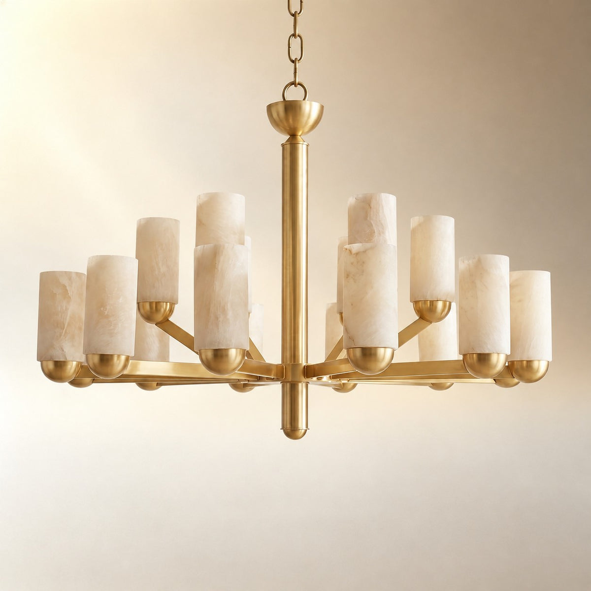 Cylinder Shade Alabaster Pendant Light