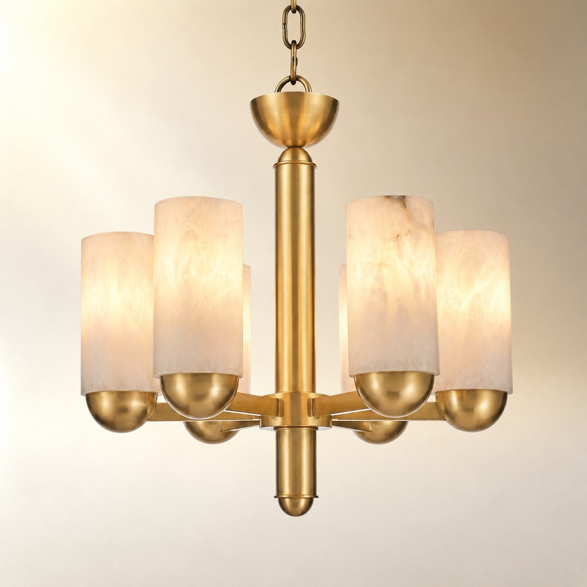 Cylinder Shade Alabaster Pendant Light
