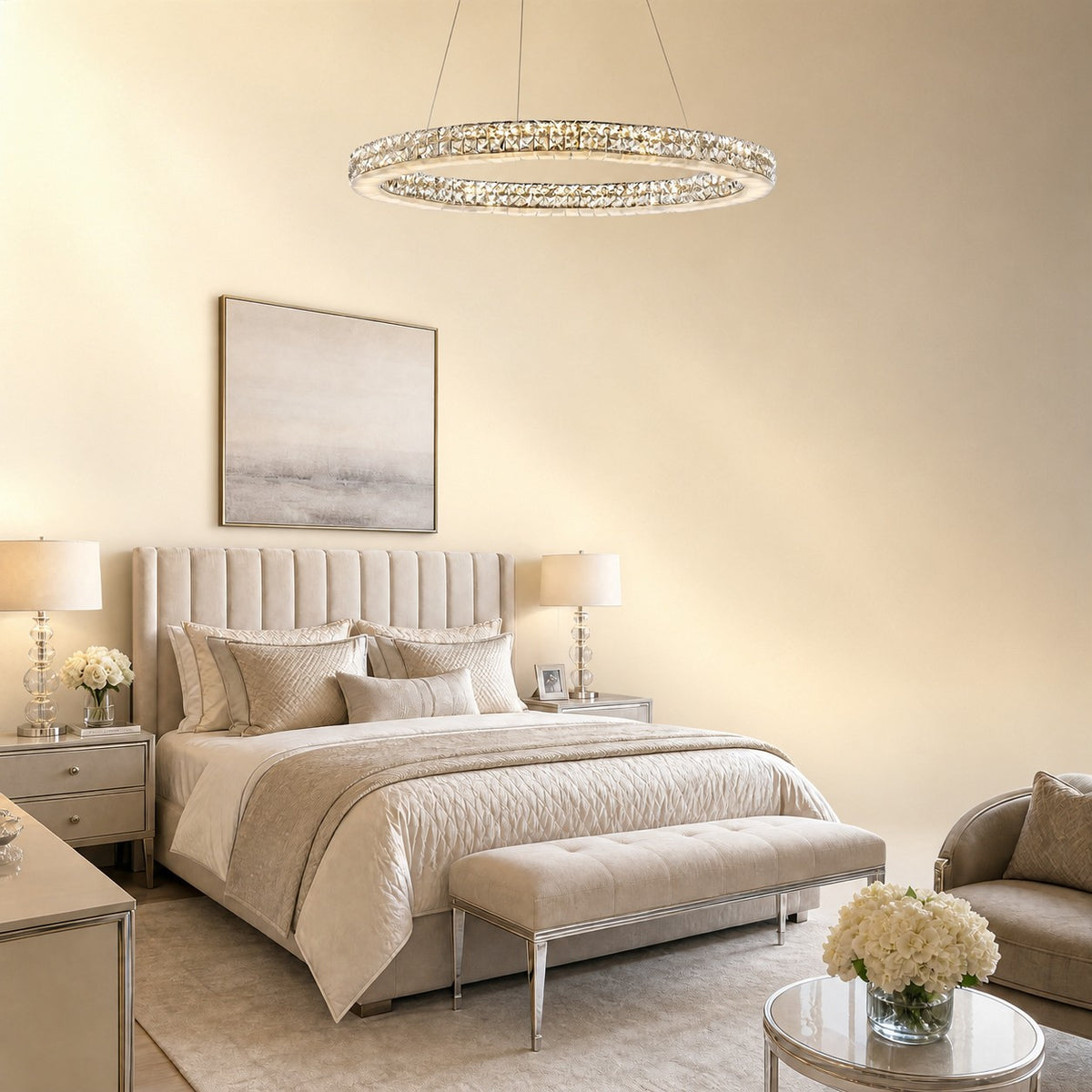 Daerin Crystal and Alabaster Chandelier