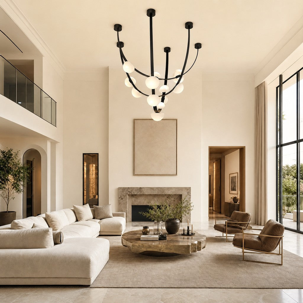 Dew Drops Alabaster LED Chandelier – Black White Warm Light