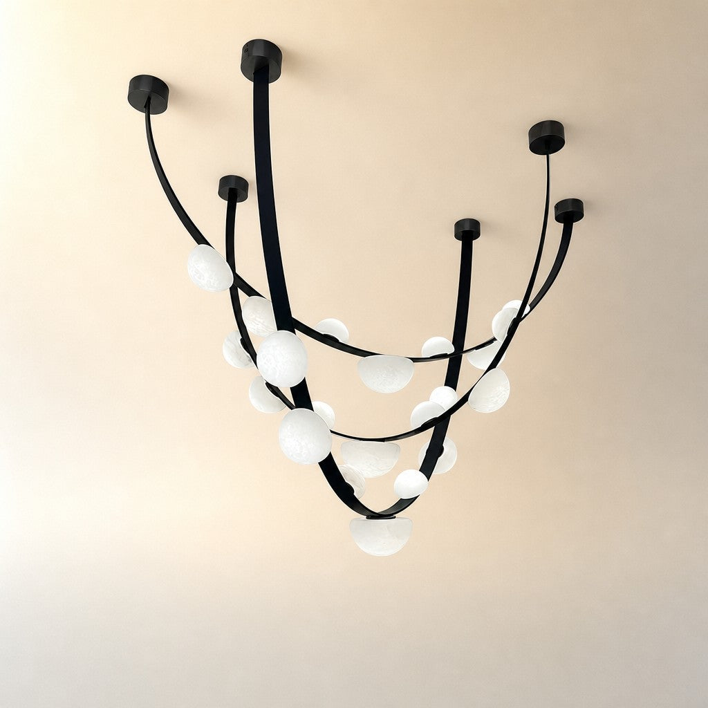 Dew Drops Alabaster LED Chandelier – Black White Warm Light