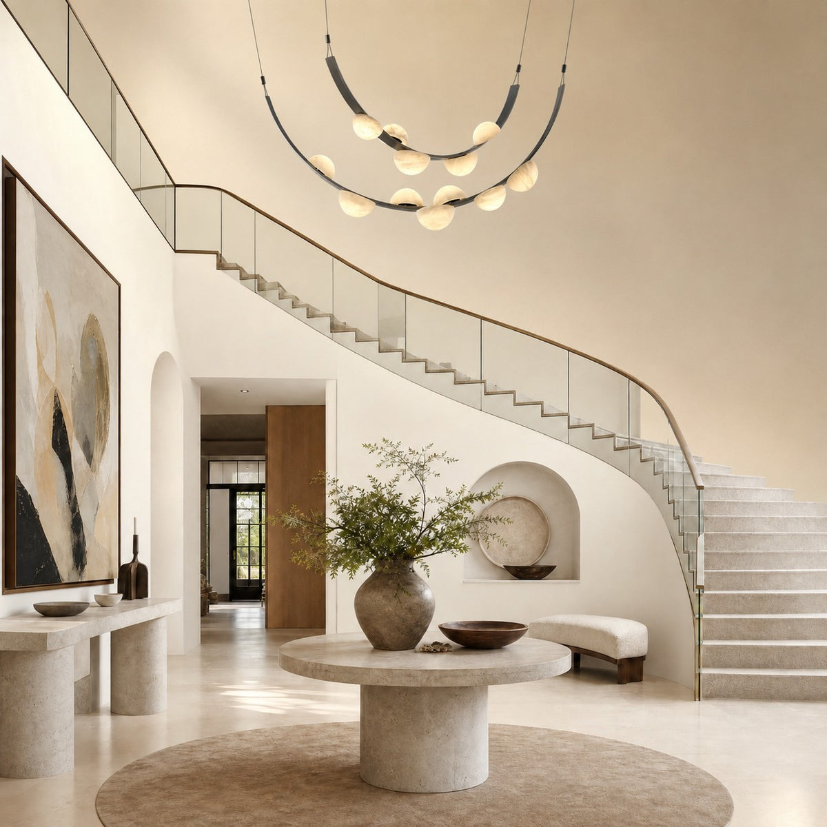 Dew Drops Alabaster LED Chandelier – Black White Warm Light