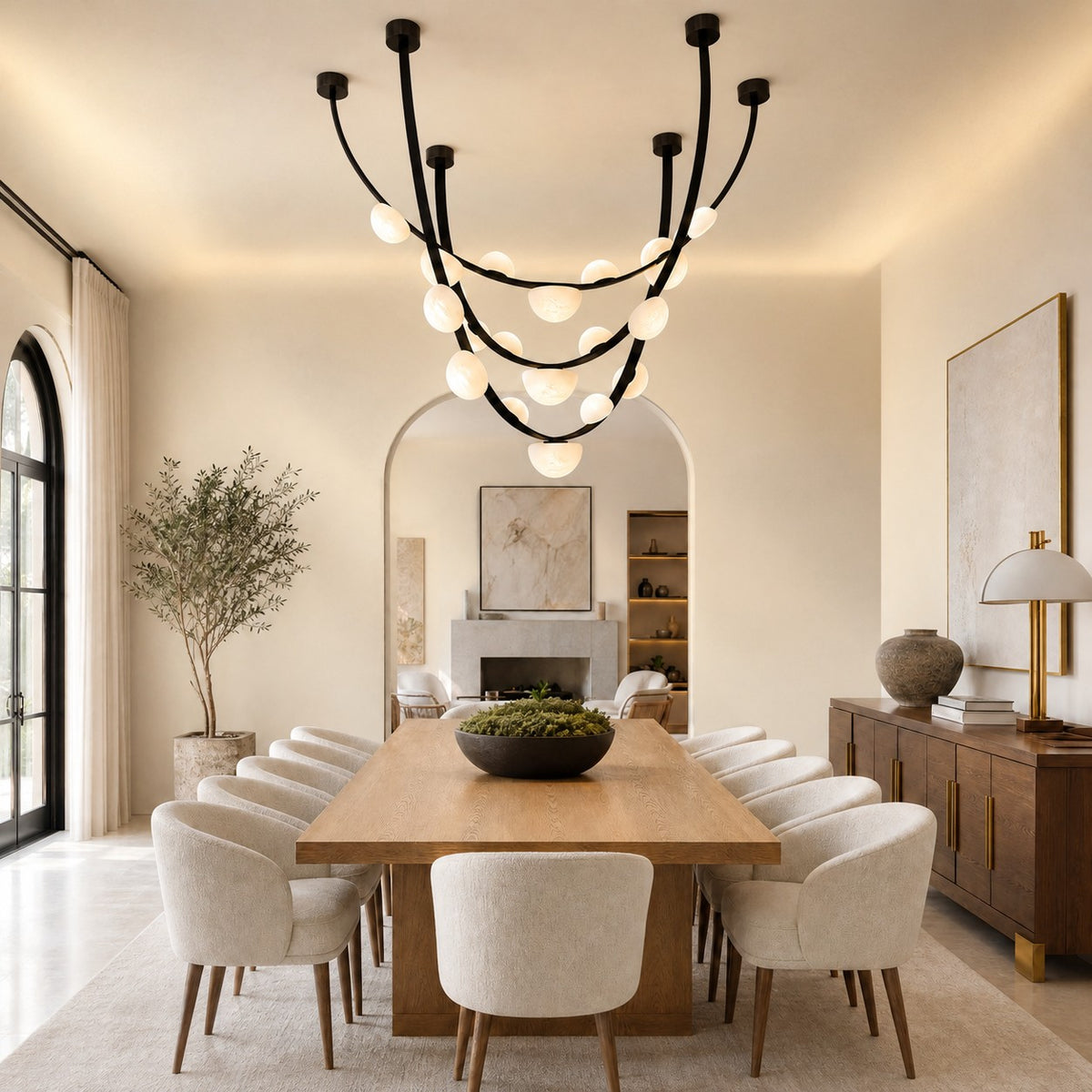 Dew Drops Alabaster LED Chandelier – Black White Warm Light