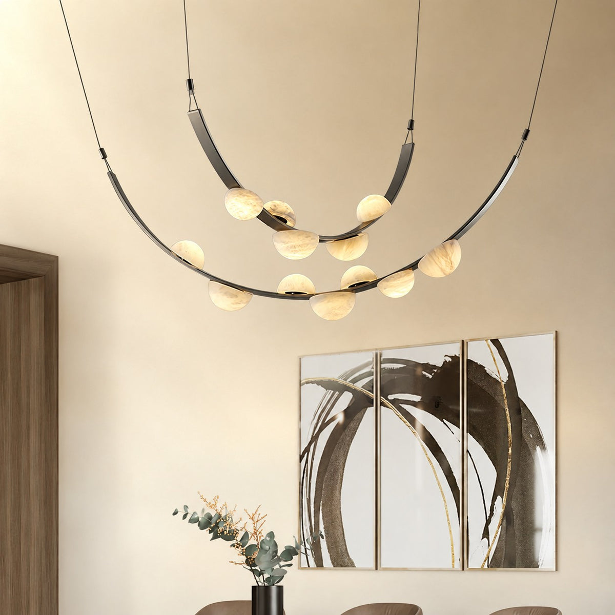 Dew Drops Alabaster LED Chandelier – Black White Warm Light